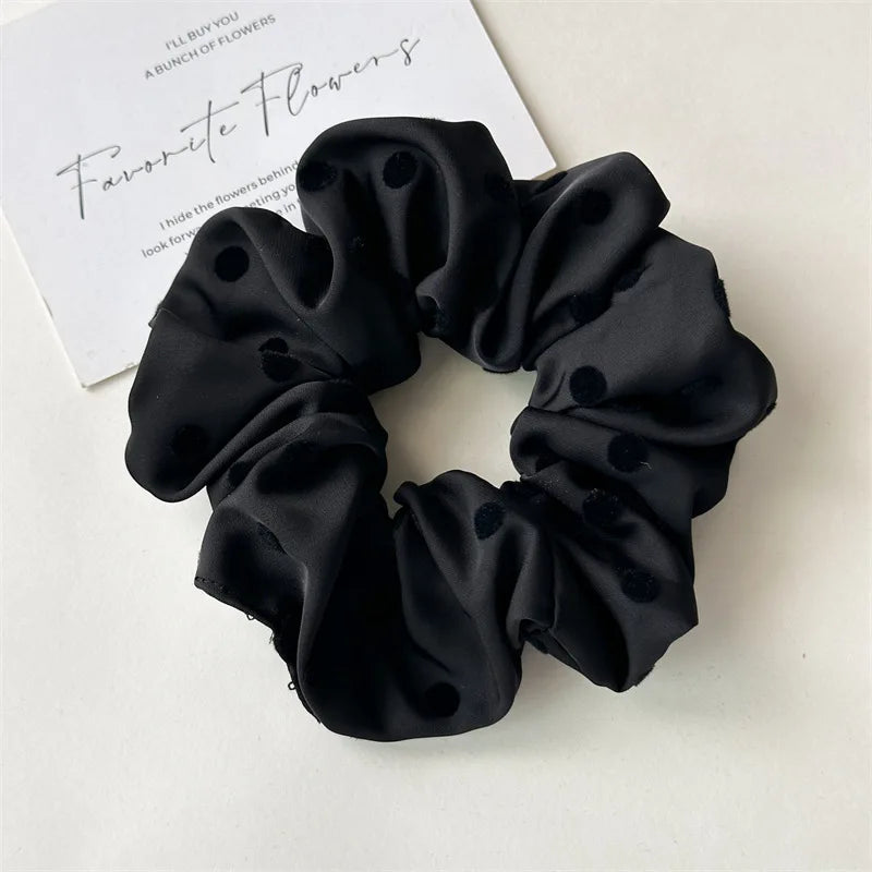 Korean Women Hair Simple Satin Scrunchies Wave Point Hair Band for Girls Ponytail Holder Rubber Bands Hair Ties Hair Accessories