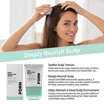 PDRN Hair Serum with Built-In Brush,Hair Root Strengthening Essence Nourishing Scalp Environment Daily Head Care Scalp Massager