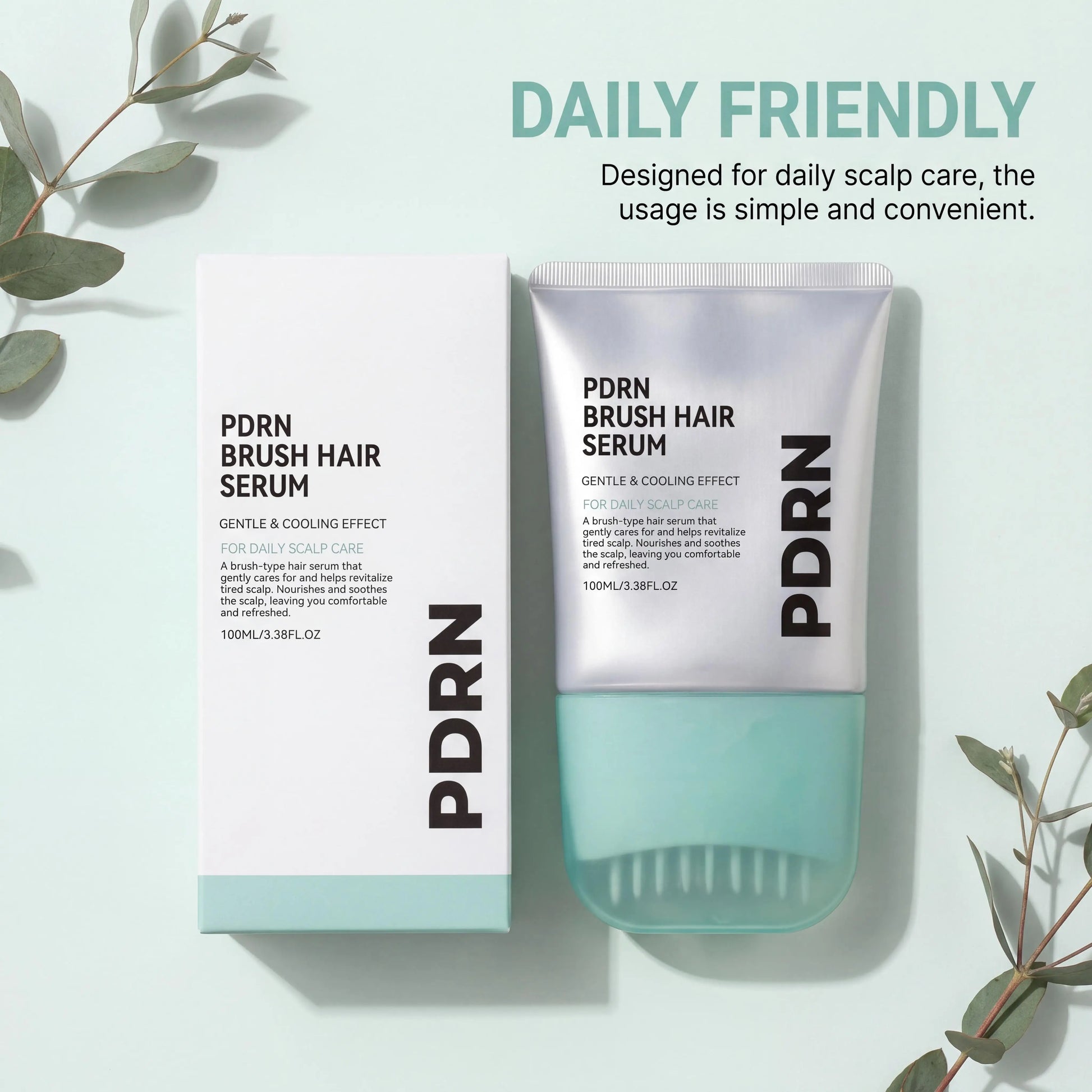 PDRN Hair Serum with Built-In Brush,Hair Root Strengthening Essence Nourishing Scalp Environment Daily Head Care Scalp Massager
