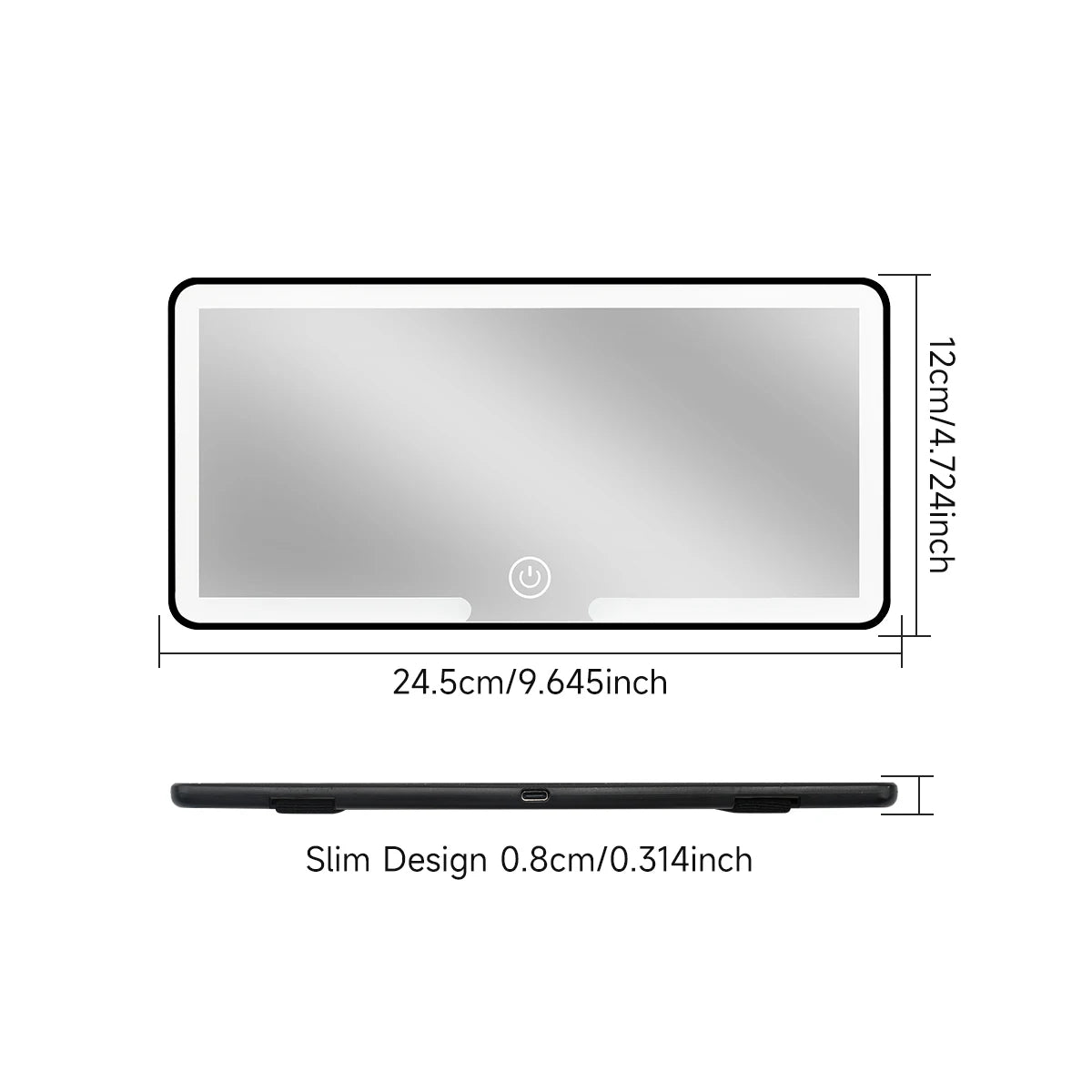 Car Sun Visor Makeup Mirror LED Touch Screen Adjustable Brightness Auto Interior Makeup HD Mirror Charging Vanity Mirror