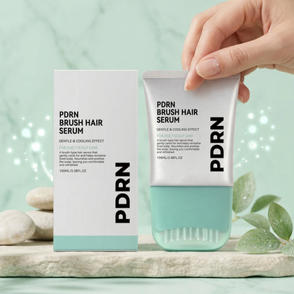 PDRN Hair Serum with Built-In Brush,Hair Root Strengthening Essence Nourishing Scalp Environment Daily Head Care Scalp Massager