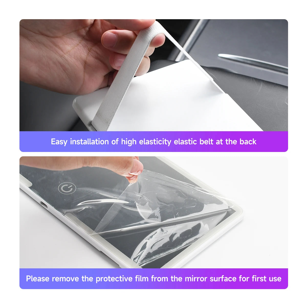 Car Sun Visor Makeup Mirror LED Touch Screen Adjustable Brightness Auto Interior Makeup HD Mirror Charging Vanity Mirror
